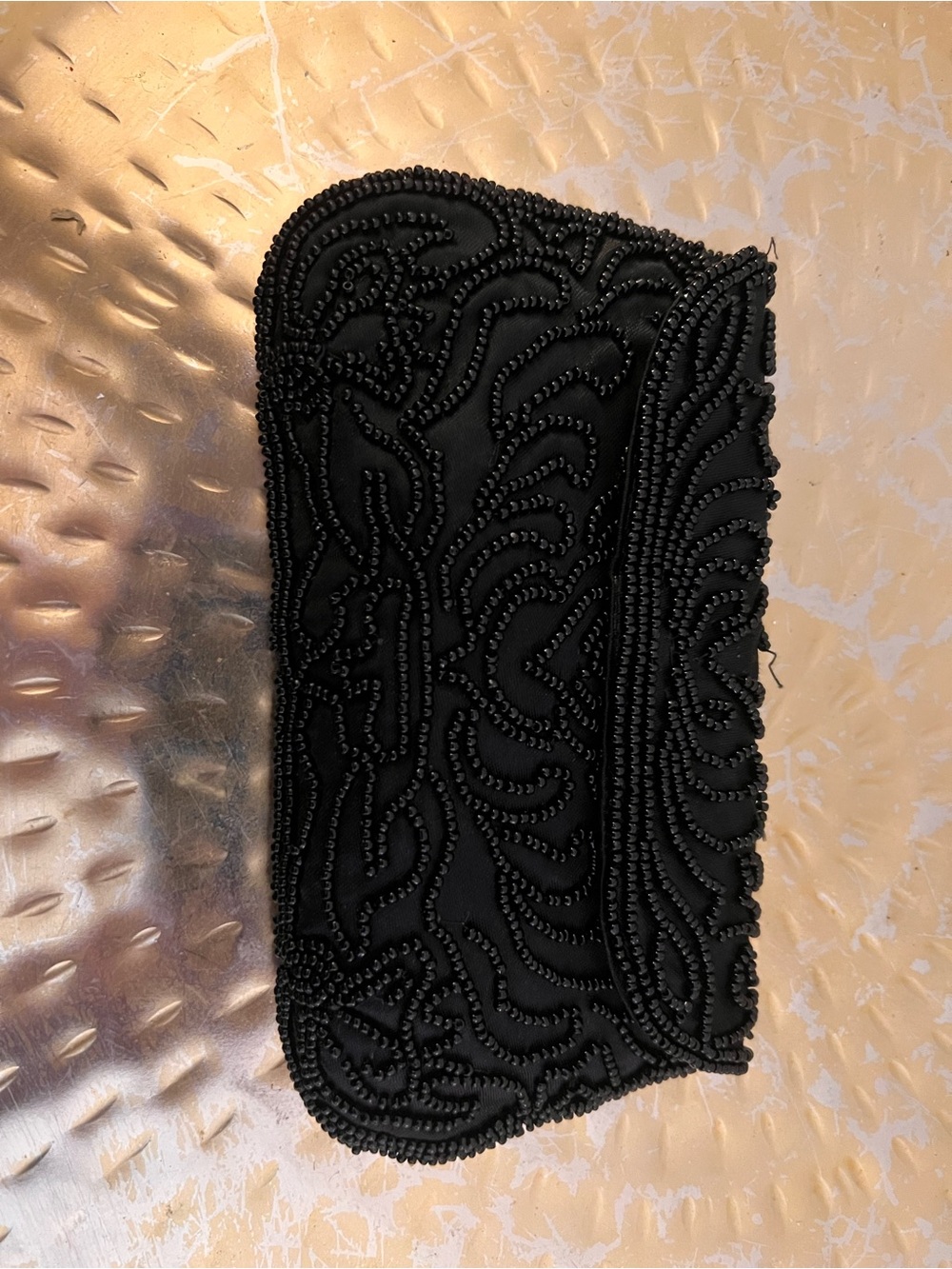 Elegant Black Beaded Evening Clutch